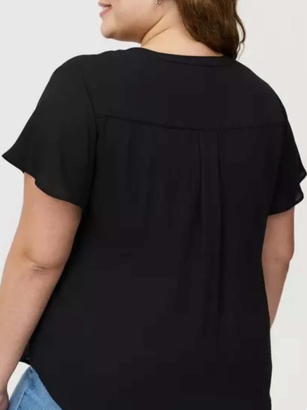 torrid Black V-Neck Flutter Sleeve Blouse - Picture 2 of 10